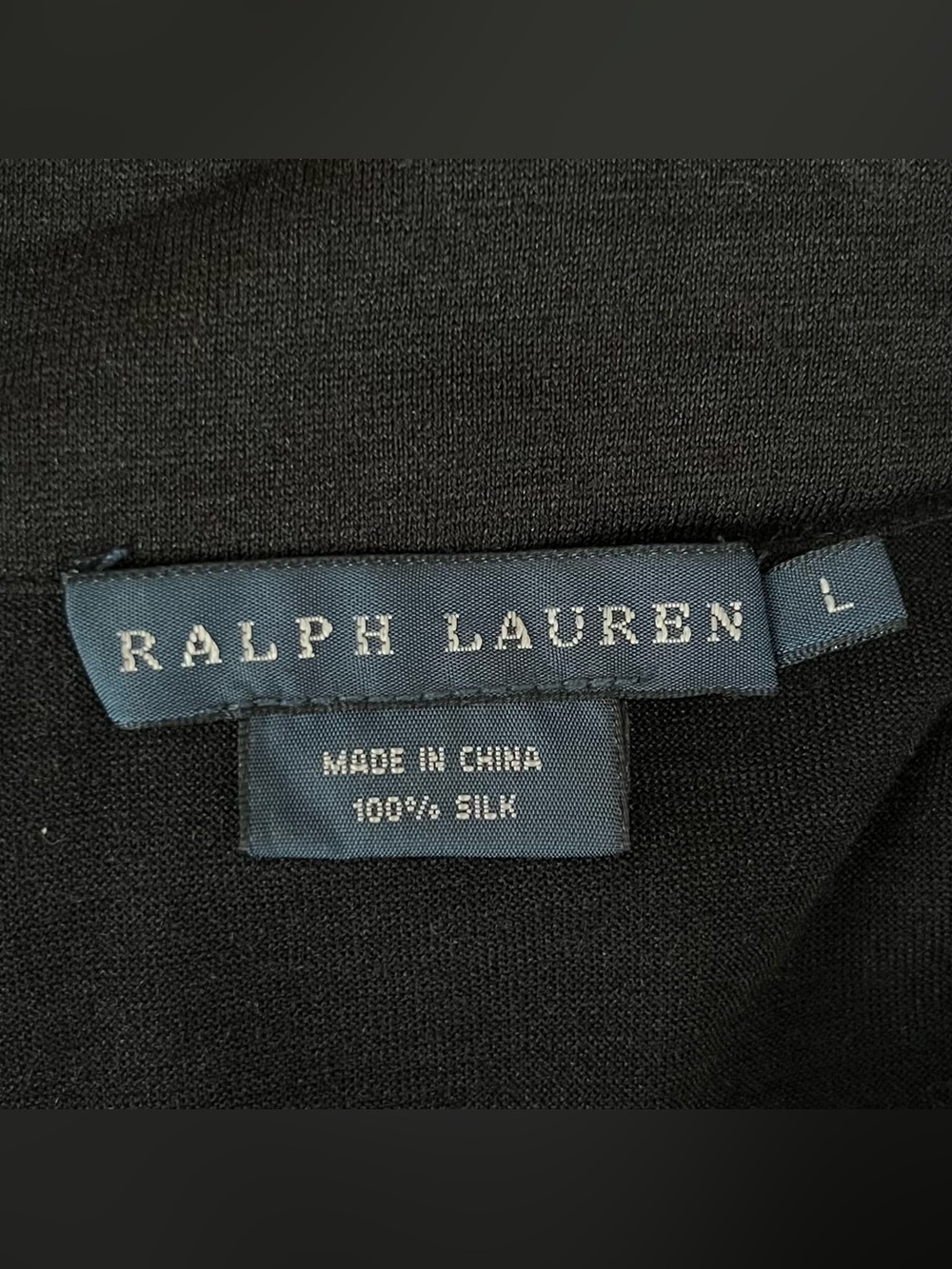 Ralph Lauren Blue Label Women's 100% Silk Ruffled Front Tie Blouse Black Size L - Picture 8 of 9